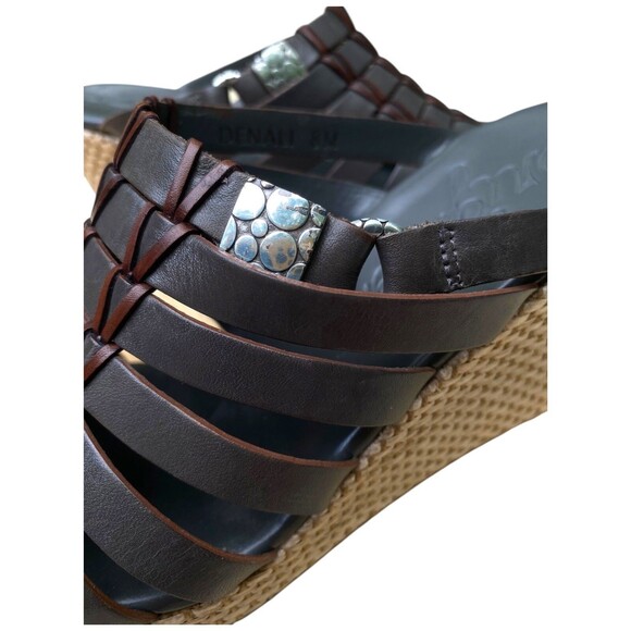 Brighton Denali Wedge Slide Sandal Women’s Size 8 Gray Brown Strappy Leather - Picture 10 of 16